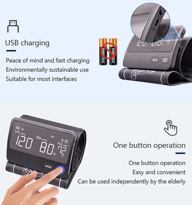 IP21 Elektronik Ev Tıbbi Kan Basıncı Monitörleri 2*60 Kayıt Kol Tarzı